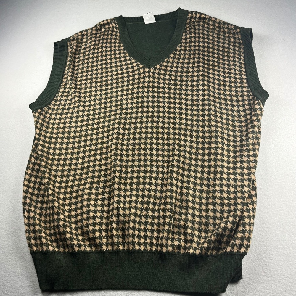 Playmaker Micheal Irving Mens 4X Sweater Vest Houndstooth V-Neck Wool Blend Knit